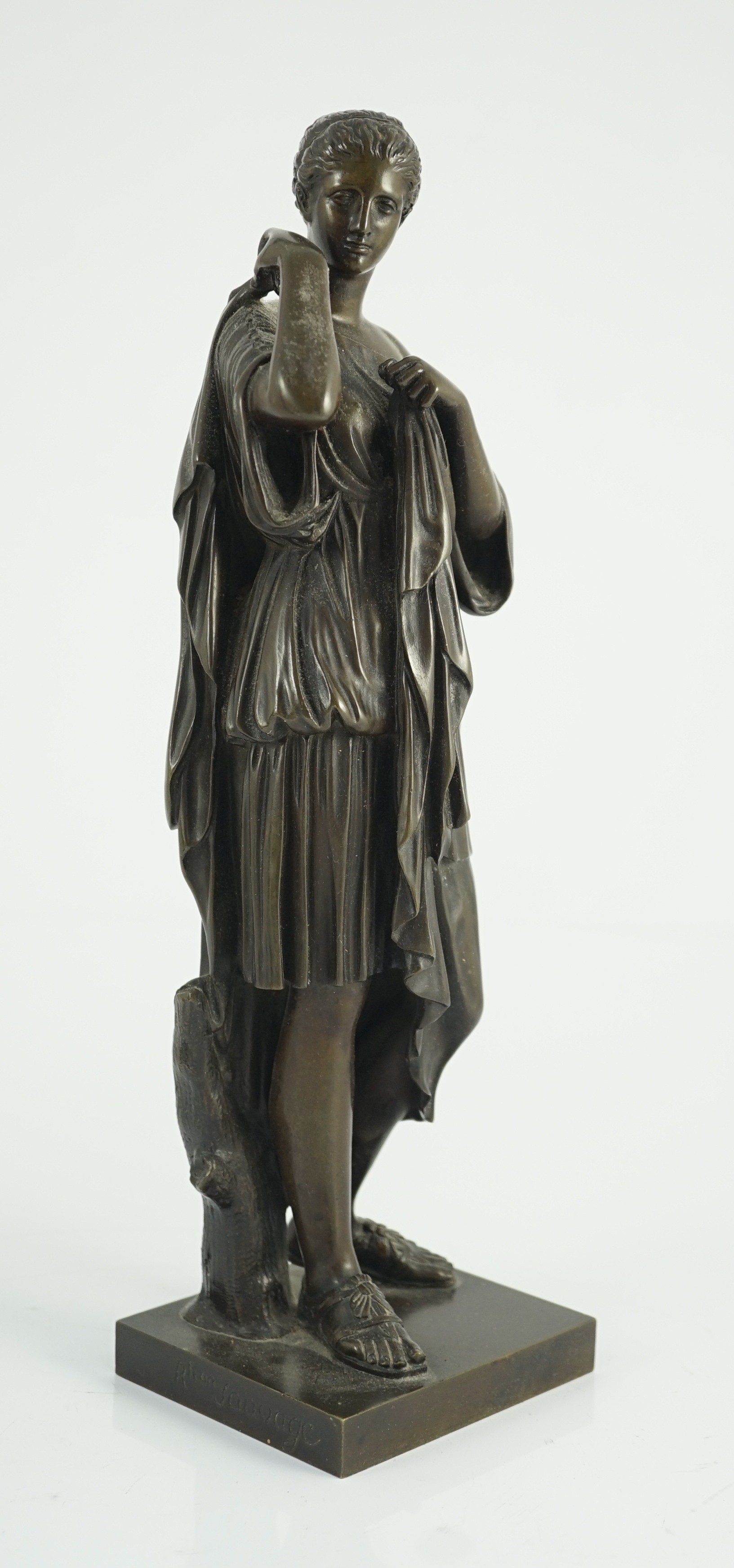 After the antique, a French Reduction Sauvage bronze figure of 'Diana de Gabies', 31cm high